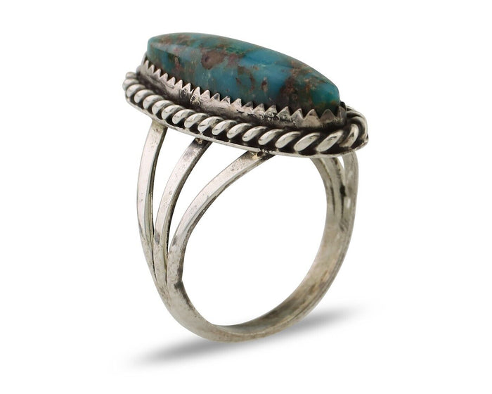 Navajo Ring 925 Silver Natural Turquoise Native American Artist C.80's