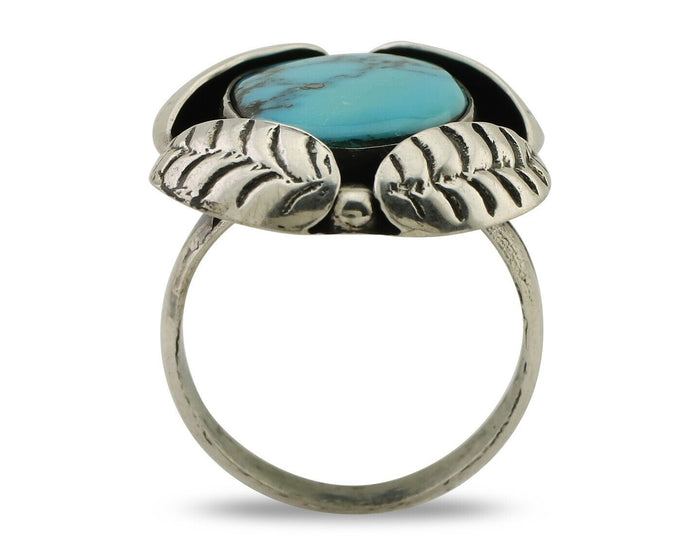 Navajo Ring 925 Silver Natural Turquoise Native American Artist C.80's