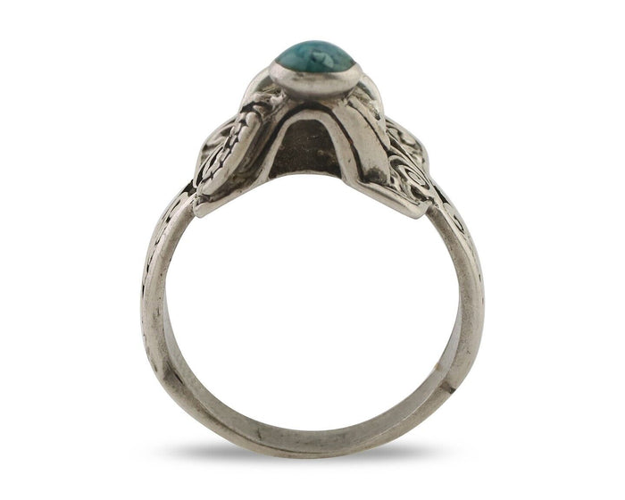 Navajo Ring 925 Silver Natural Turquoise Native American Artist C.80's