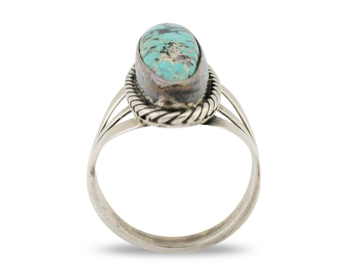 Navajo Ring 925 Silver Natural Turquoise Native American Artist C.80's