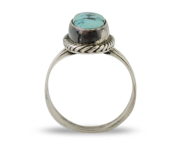 Navajo Ring 925 Silver Natural Turquoise Native American Artist C.80's