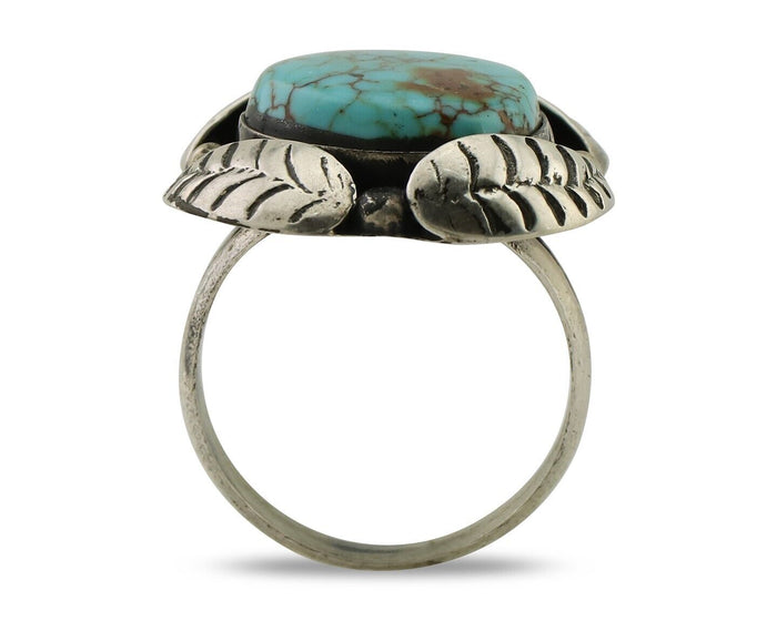 Navajo Ring 925 Silver Natural Turquoise Native American Artist C.80's