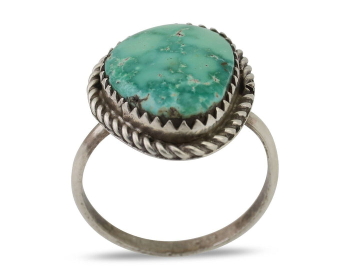 Navajo Ring 925 Silver Natural Turquoise Native American Artist C.80's