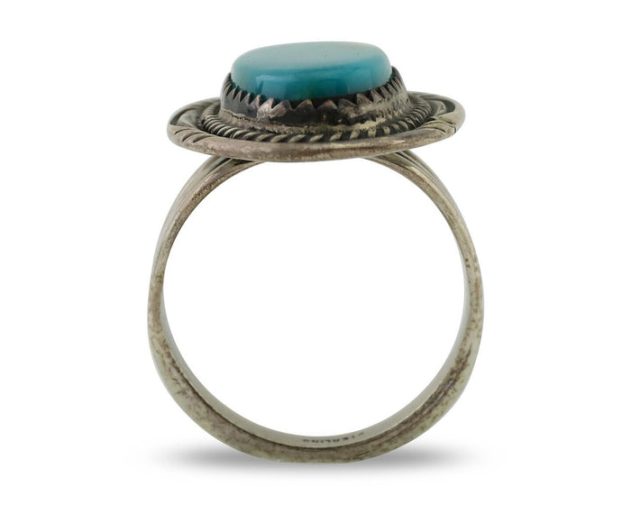 Navajo Ring 925 Silver Natural Turquoise Native American Artist C.80's