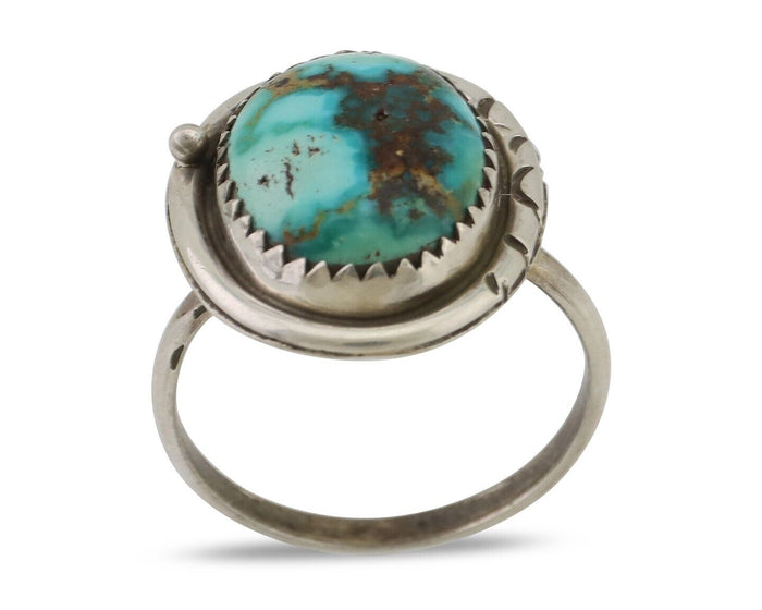 Navajo Ring 925 Silver Natural Turquoise Native American Artist C.80's