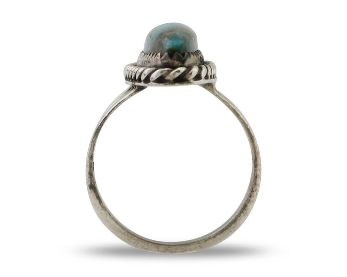 Navajo Ring 925 Silver Natural Turquoise Native American Artist C.80's