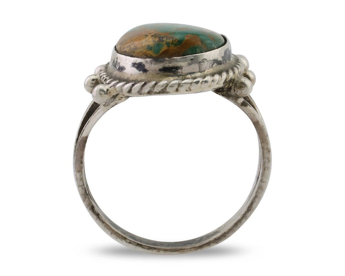 Navajo Ring 925 Silver Natural Turquoise Native American Artist C.80's