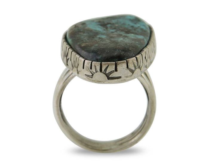 Navajo Ring 925 Silver Natural Turquoise Native American Artist C.80's