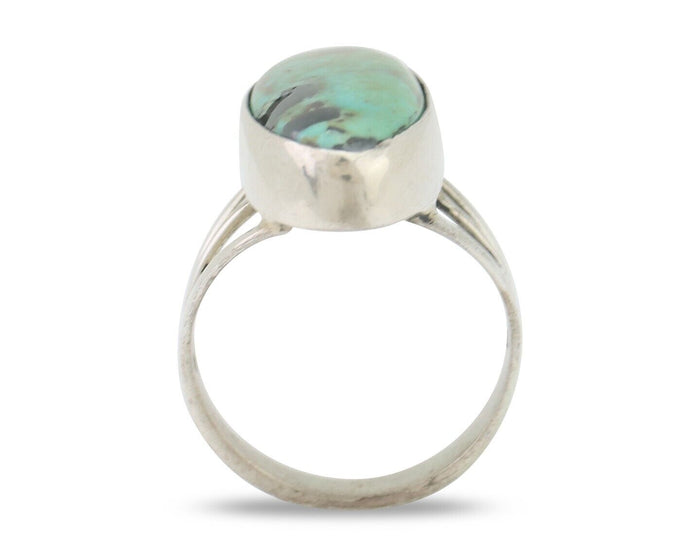 Navajo Ring 925 Silver Natural Turquoise Native American Artist C.80's