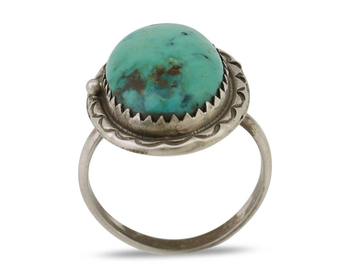 Navajo Ring 925 Silver Natural Turquoise Native American Artist C.80's