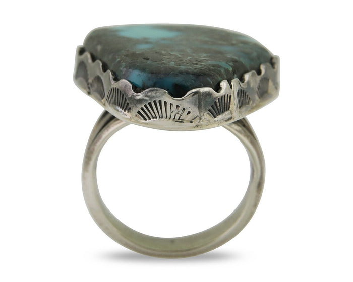 Navajo Ring 925 Silver Natural Turquoise Native American Artist C.80's
