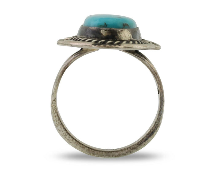 Navajo Ring 925 Silver Natural Turquoise Native American Artist C.80's