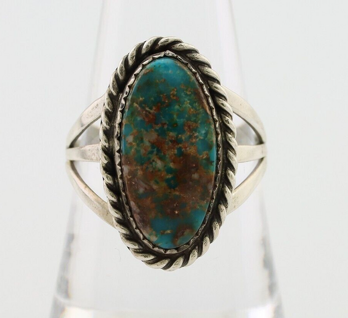 Navajo Ring 925 Silver Natural Turquoise Native American Artist C.80's