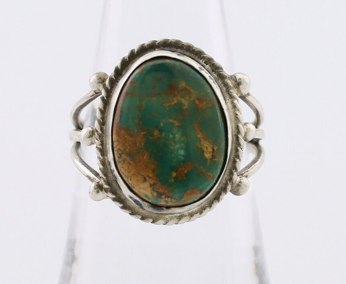 Navajo Ring 925 Silver Natural Turquoise Native American Artist C.80's