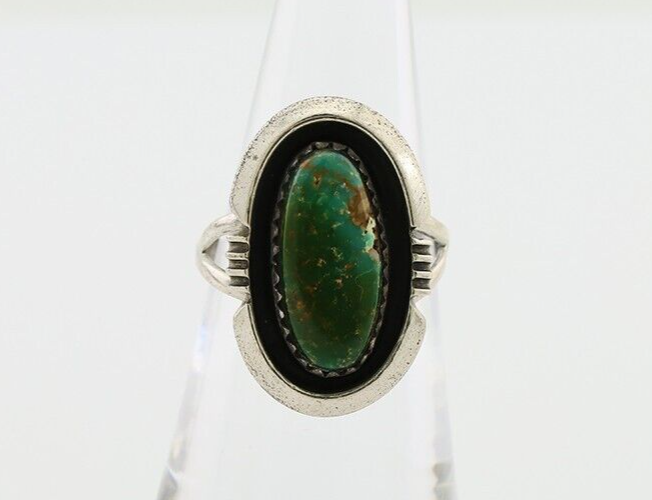 Navajo Ring 925 Silver Natural Turquoise Native American Artist C.80's