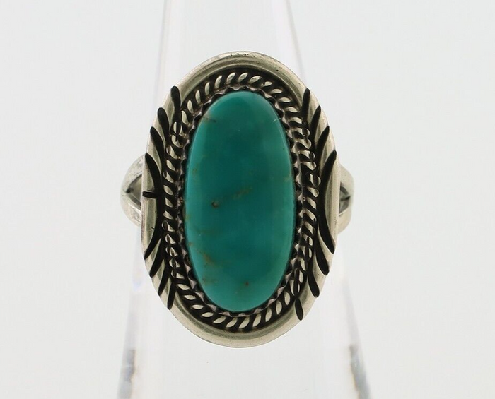 Navajo Ring 925 Silver Natural Turquoise Native American Artist C.80's