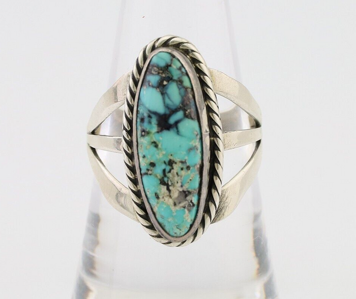 Navajo Ring 925 Silver Natural Turquoise Native American Artist C.80's