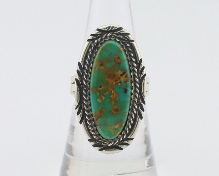 Navajo Ring 925 Silver Natural Turquoise Native American Artist C.80's