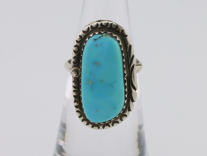 Navajo Ring 925 Silver Natural Turquoise Native American Artist C.80's