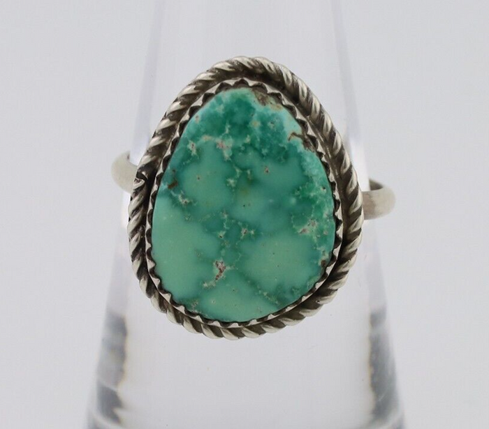 Navajo Ring 925 Silver Natural Turquoise Native American Artist C.80's