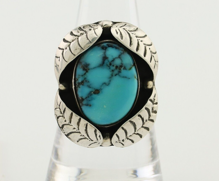 Navajo Ring 925 Silver Natural Turquoise Native American Artist C.80's