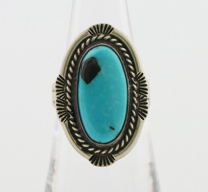 Navajo Ring 925 Silver Natural Turquoise Native American Artist C.80's
