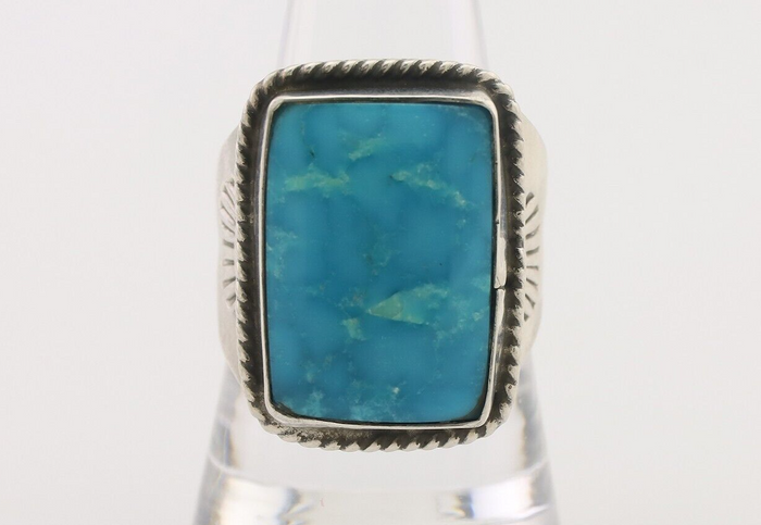 Navajo Ring 925 Silver Natural Turquoise Native American Artist C.80's