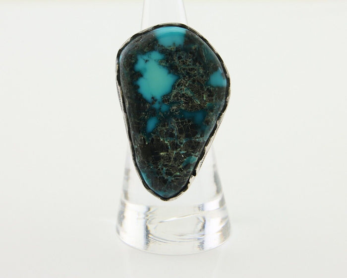 Navajo Ring 925 Silver Natural Turquoise Native American Artist C.80's