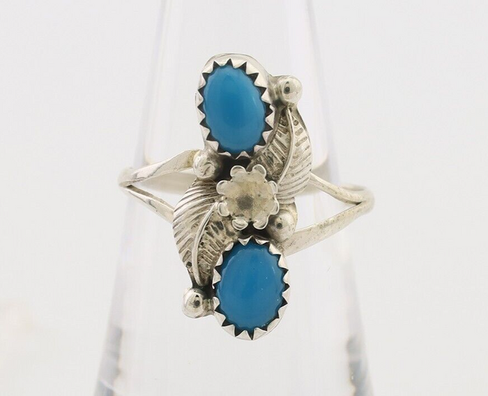 Navajo Ring 925 Silver Natural Turquoise Native American Artist C.80's
