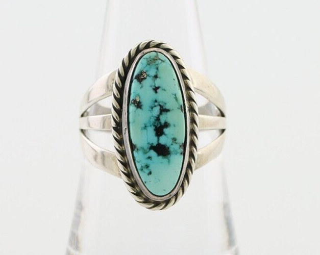 Navajo Ring 925 Silver Natural Turquoise Native American Artist C.80's