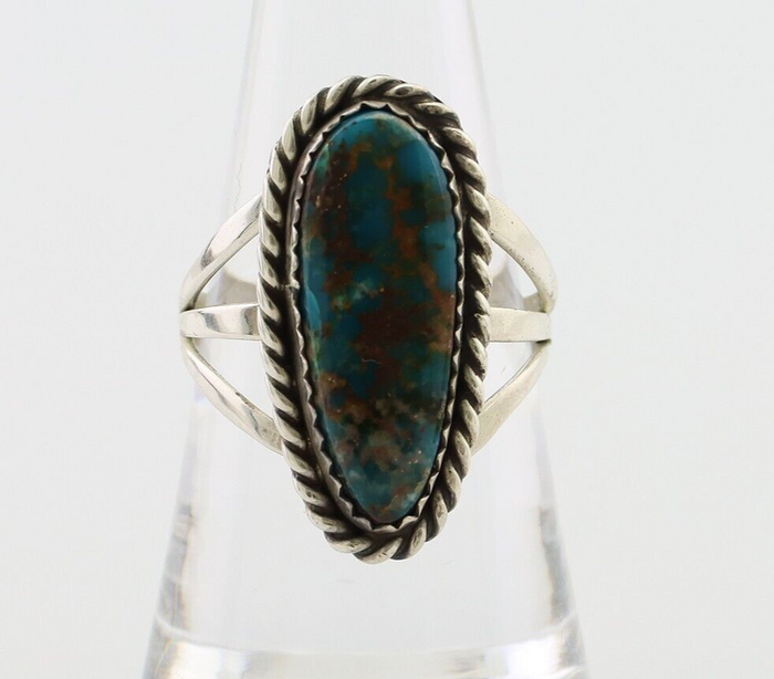Navajo Ring 925 Silver Natural Turquoise Native American Artist C.80's