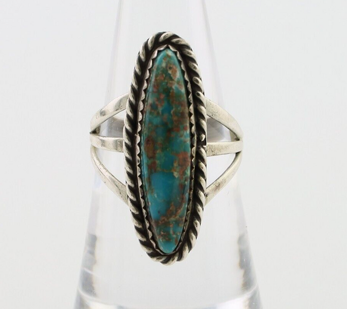 Navajo Ring 925 Silver Natural Turquoise Native American Artist C.80's