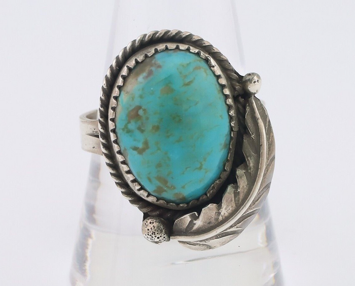 Navajo Ring 925 Silver Natural Turquoise Native American Artist C.80's
