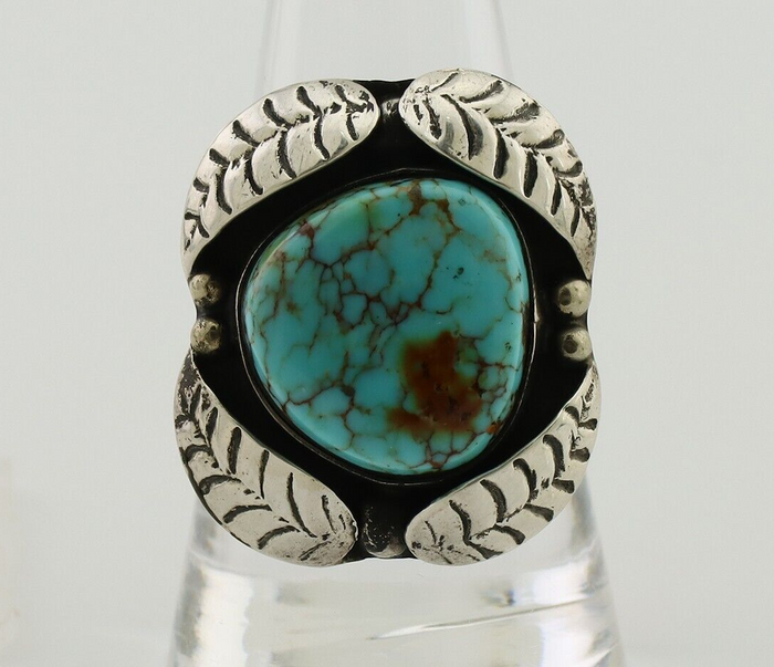 Navajo Ring 925 Silver Natural Turquoise Native American Artist C.80's