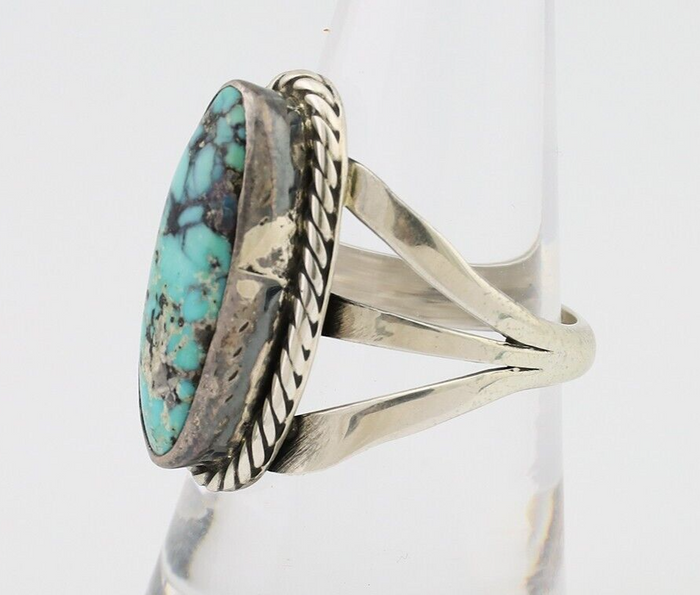 Navajo Ring 925 Silver Natural Turquoise Native American Artist C.80's