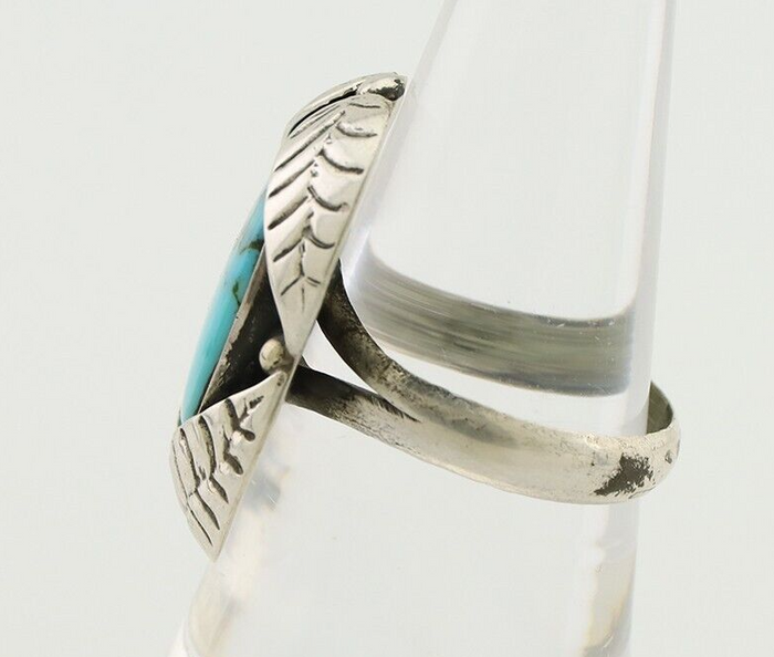 Navajo Ring 925 Silver Natural Turquoise Native American Artist C.80's