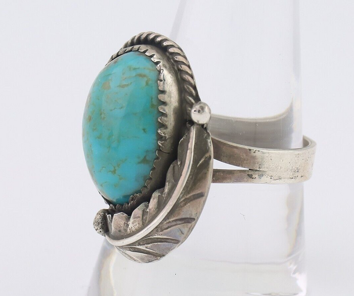 Navajo Ring 925 Silver Natural Turquoise Native American Artist C.80's
