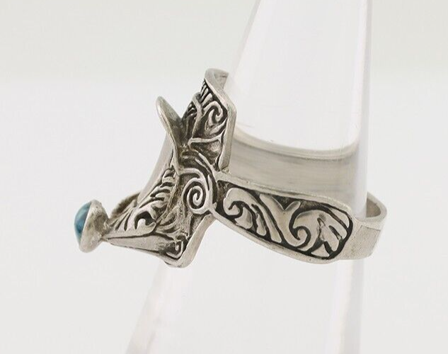 Navajo Ring 925 Silver Natural Turquoise Native American Artist C.80's