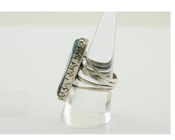 Navajo Ring 925 Silver Natural Turquoise Native American Artist C.80's