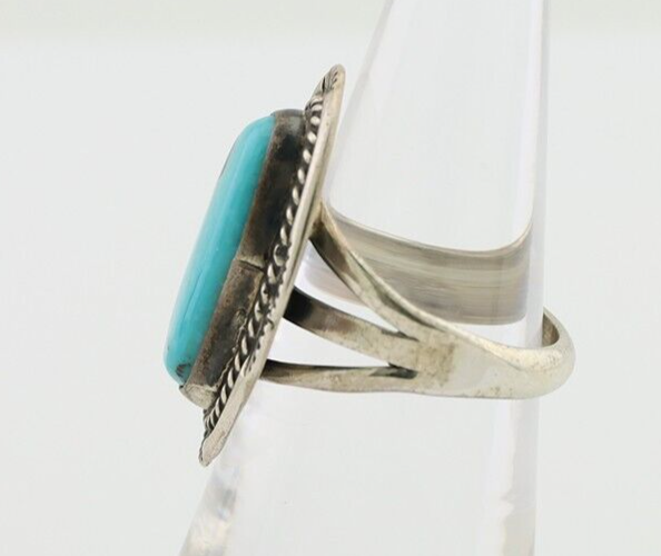 Navajo Ring 925 Silver Natural Turquoise Native American Artist C.80's
