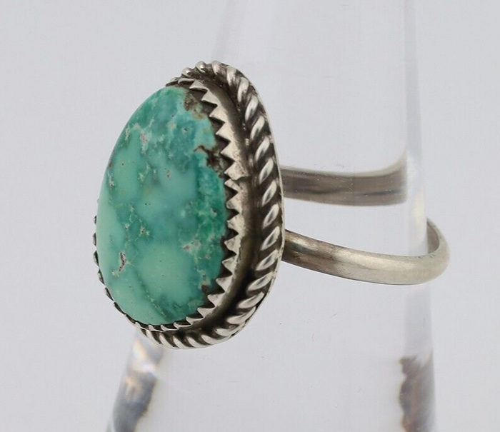 Navajo Ring 925 Silver Natural Turquoise Native American Artist C.80's