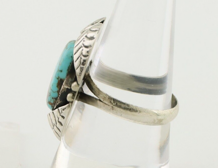 Navajo Ring 925 Silver Natural Turquoise Native American Artist C.80's