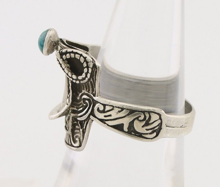 Navajo Ring 925 Silver Natural Turquoise Native American Artist C.80's