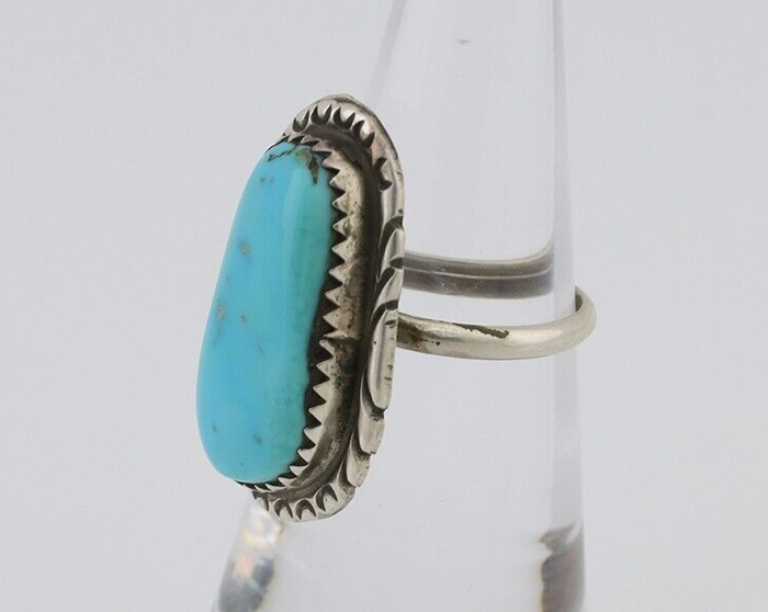 Navajo Ring 925 Silver Natural Turquoise Native American Artist C.80's