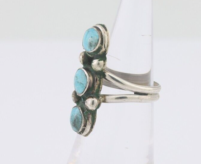 Navajo Ring 925 Silver Natural Turquoise Native American Artist C.80's