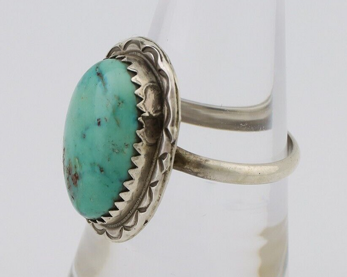 Navajo Ring 925 Silver Natural Turquoise Native American Artist C.80's
