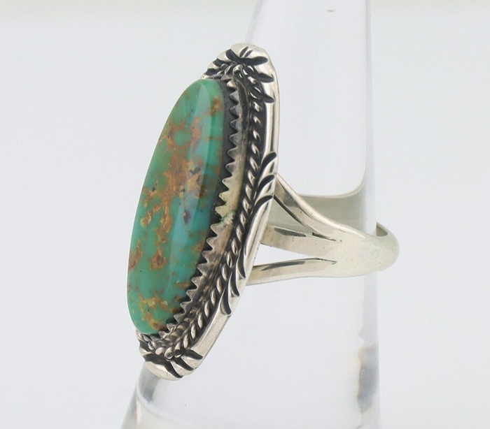 Navajo Ring 925 Silver Natural Turquoise Native American Artist C.80's