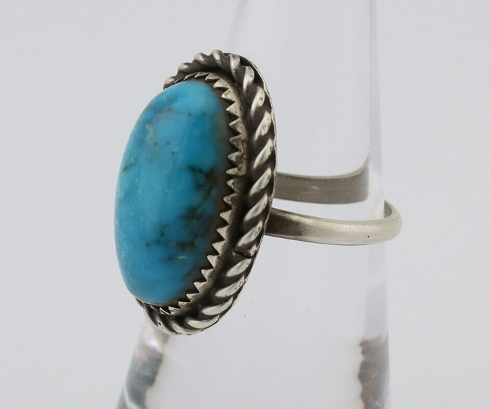Navajo Ring 925 Silver Natural Turquoise Native American Artist C.80's