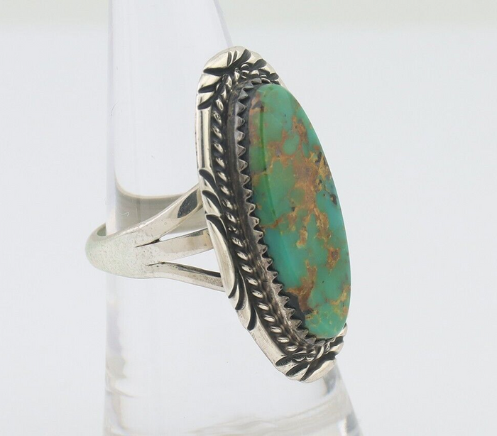 Navajo Ring 925 Silver Natural Turquoise Native American Artist C.80's