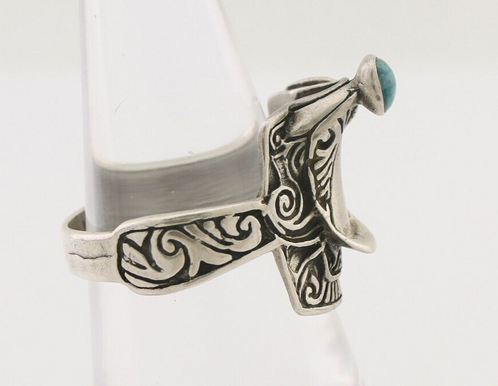 Navajo Ring 925 Silver Natural Turquoise Native American Artist C.80's